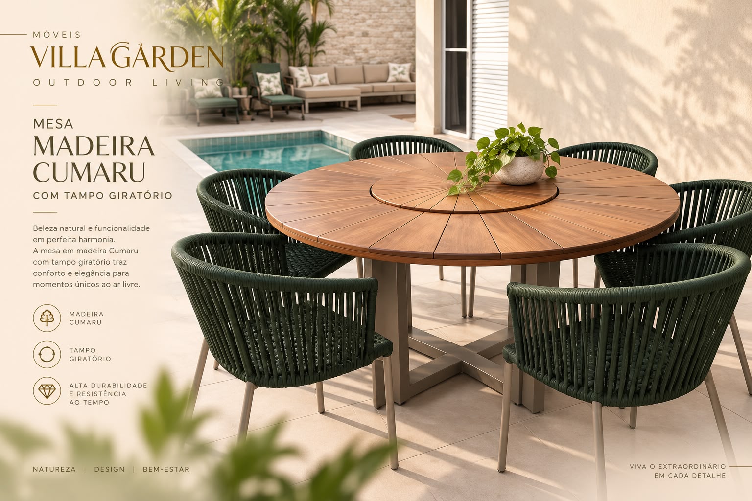 Mesa de madeira Cumaru